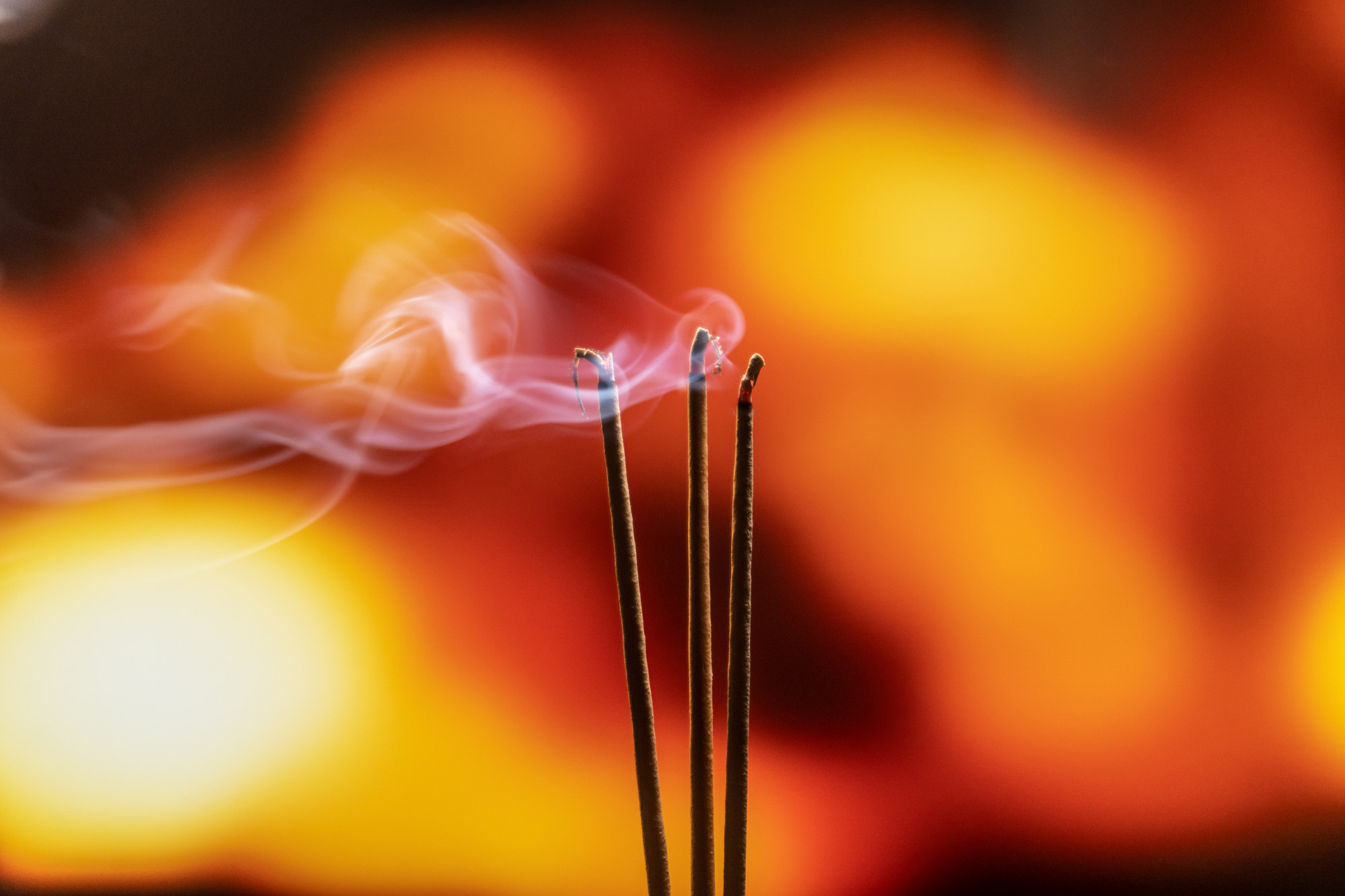 burning incense sticks with smoke joss sticks burning vintage buddhist temple